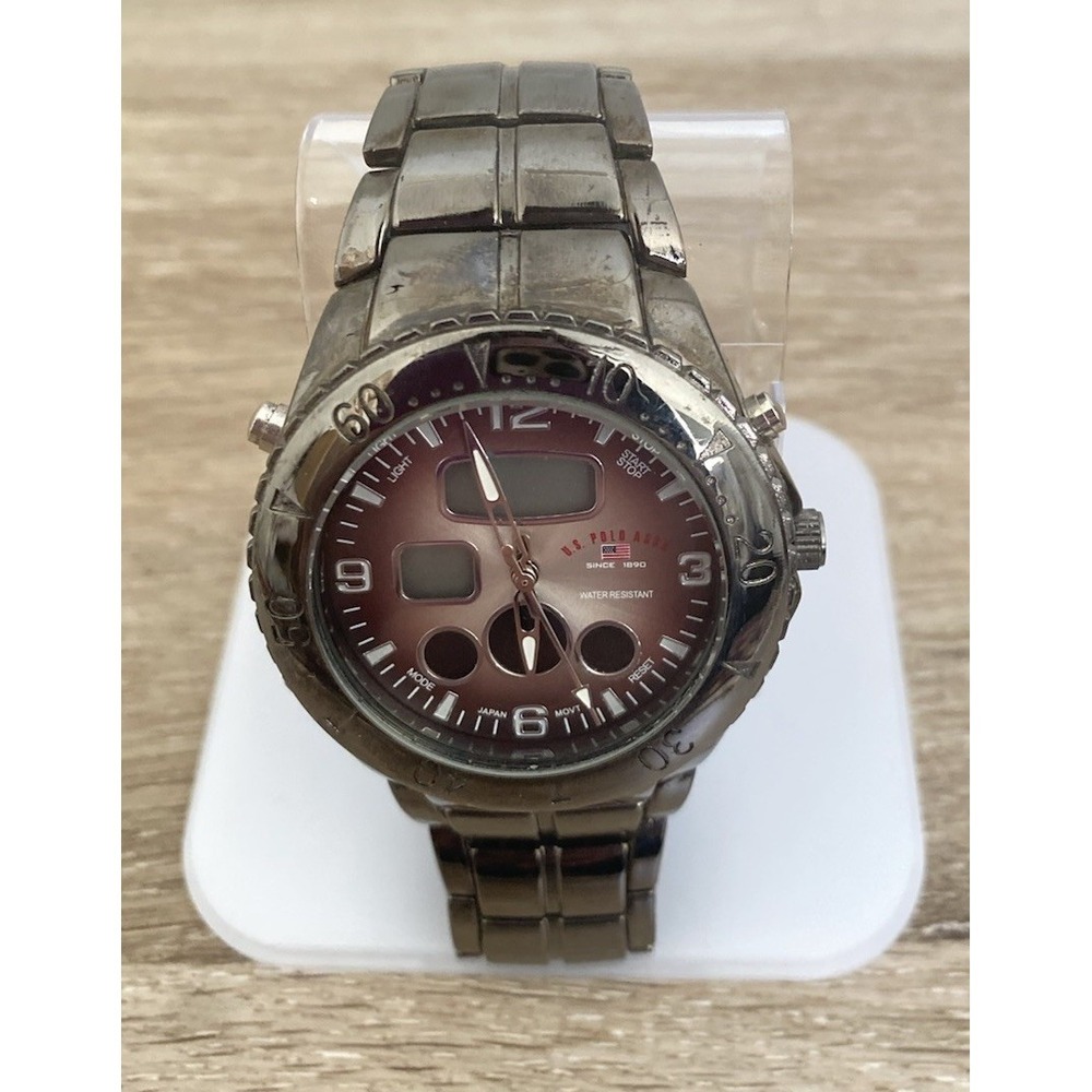 US Polo Assn Watch US8139 Quartz Gunmetal Band Round 42 mm Silver Dial Digital